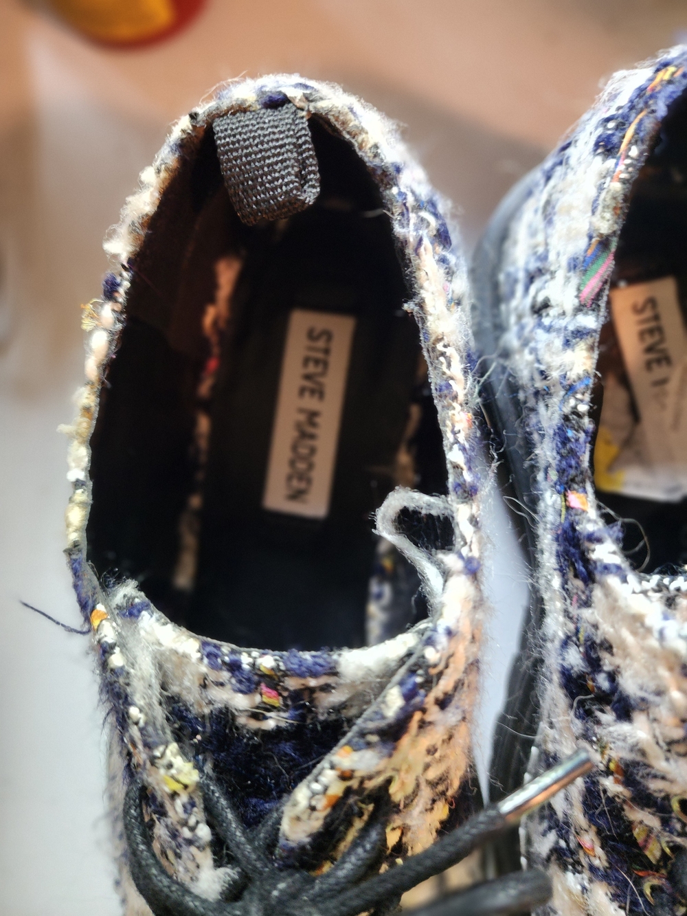 Steve Madden Navy & White Tweed Oxfords - Picture 5 of 8